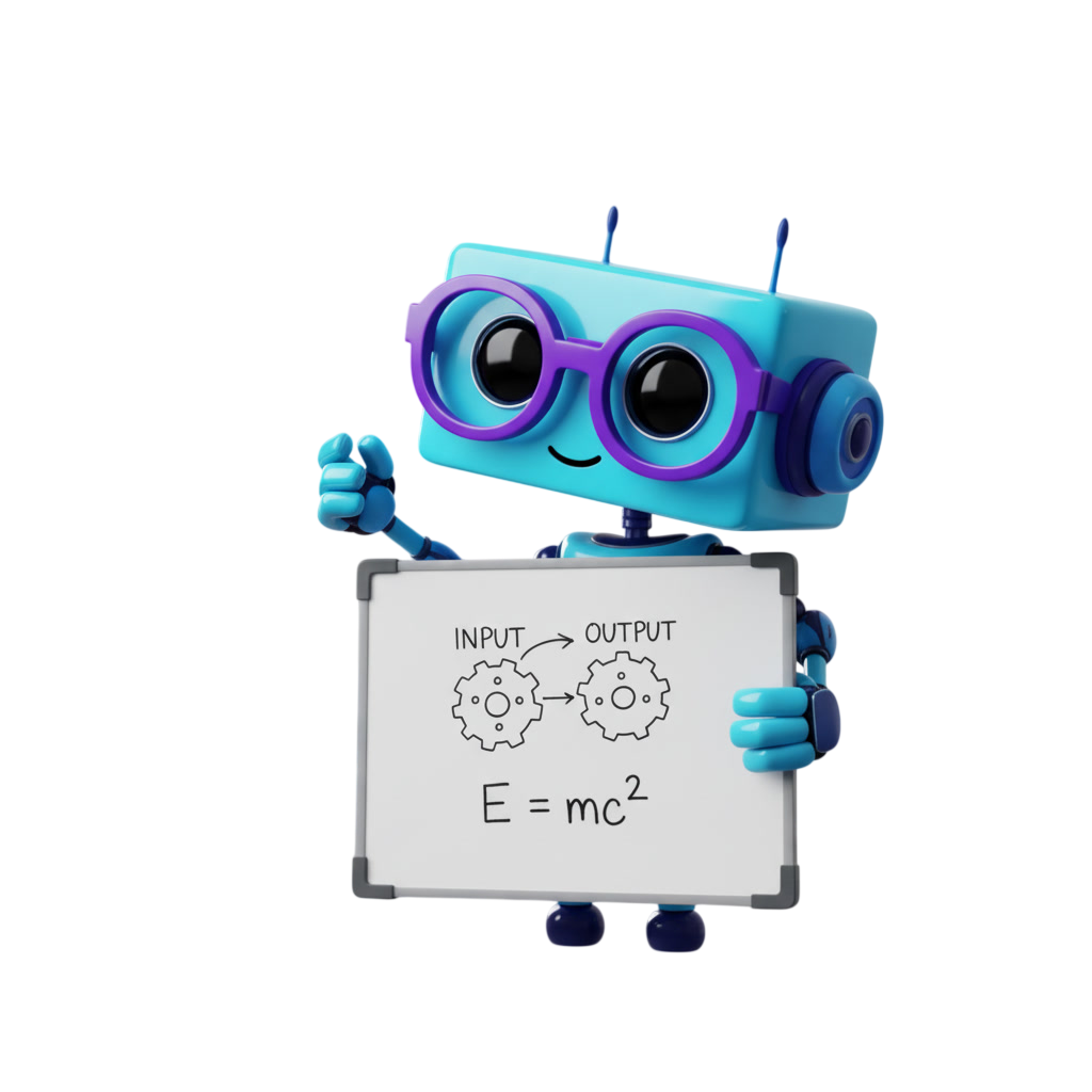 Linguito explicando en la pizarra conceptos de lingüística computacional